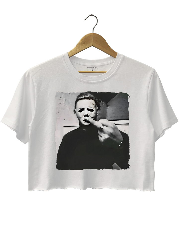 Michael Myers Middle Finger Crop Top