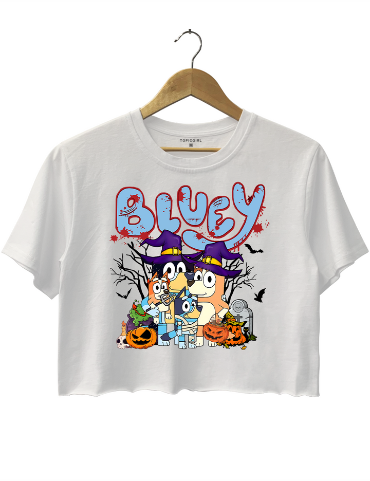 Horror Bluey Halloween Spooky Vibes Crop Top