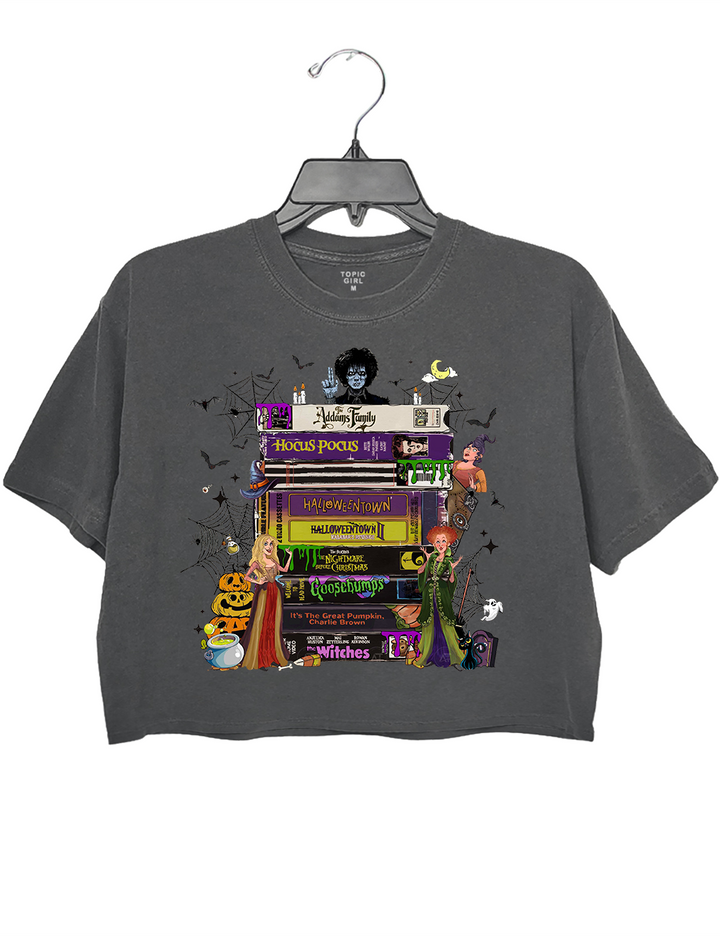 Halloween Movies VHS Tapes Crop Top