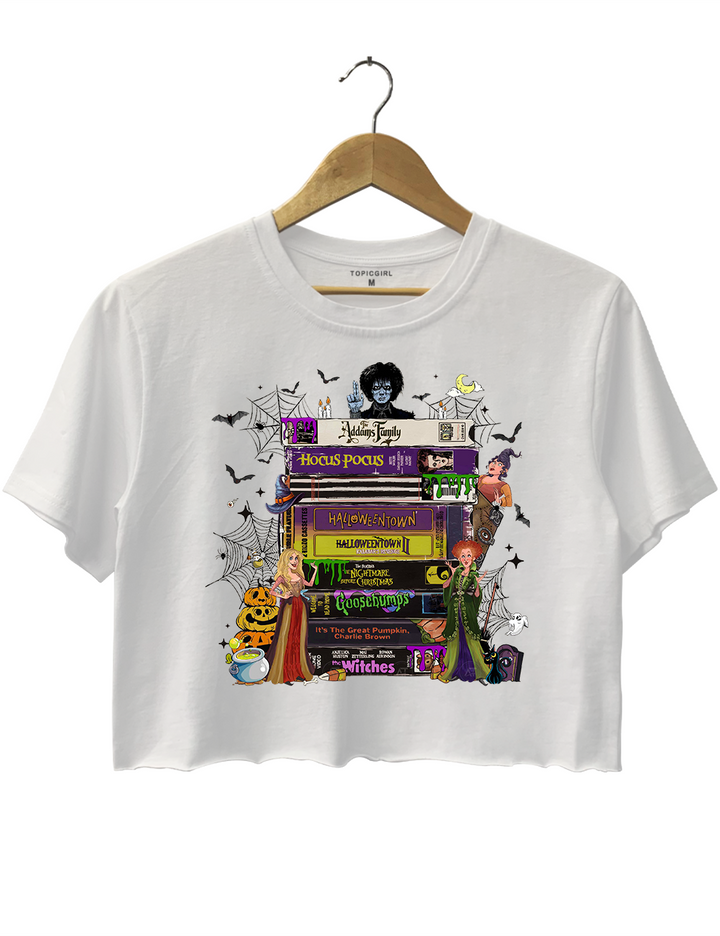 Halloween Movies VHS Tapes Crop Top