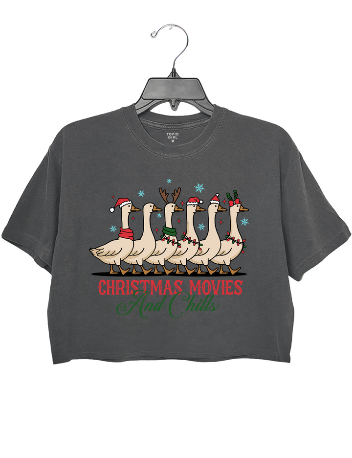 Christmas Movies And Chills Crop Top