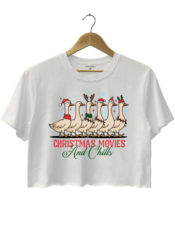 Christmas Movies And Chills Crop Top